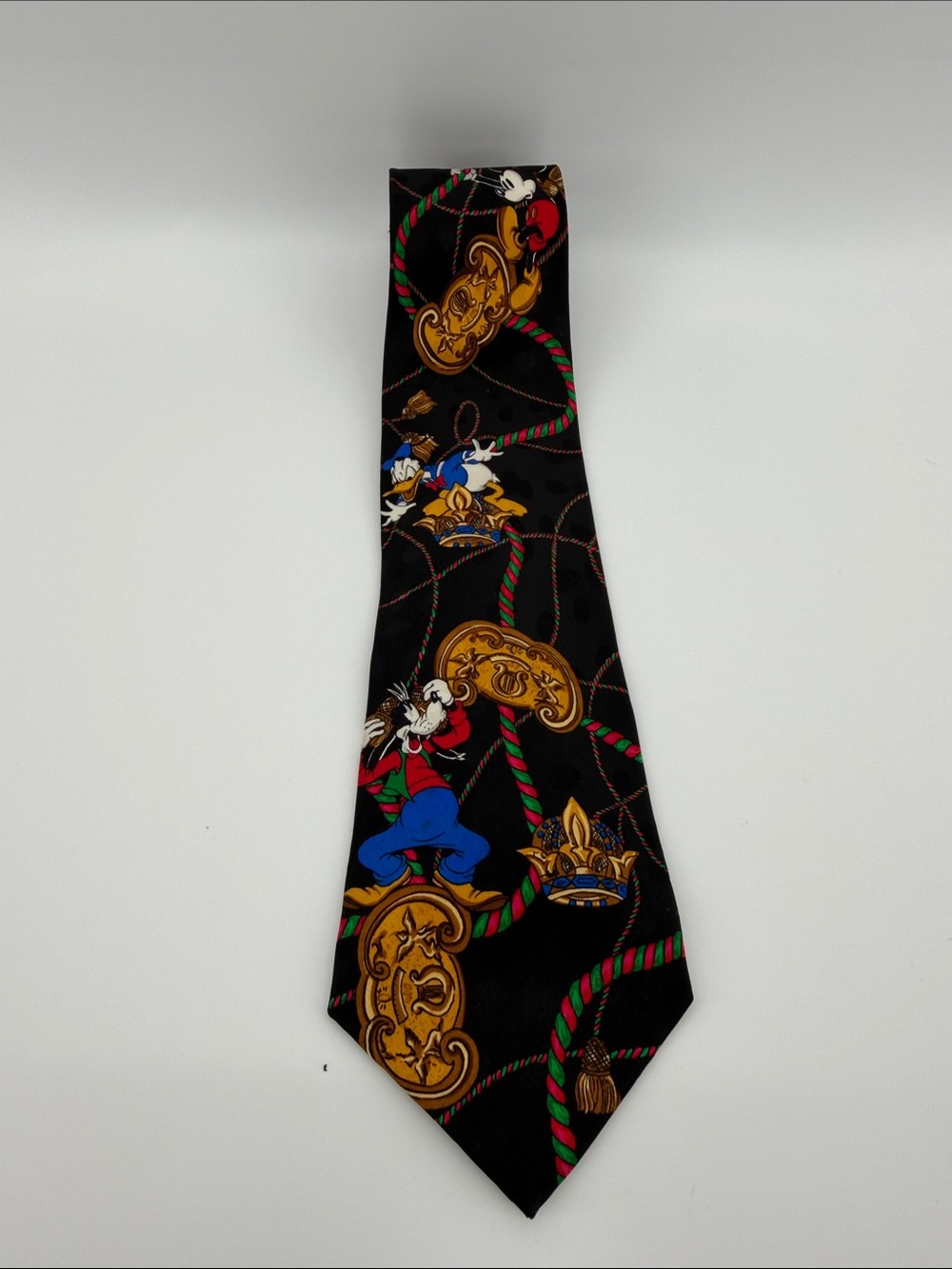 Disney Corporate Whimsy Grandpacore Mickey&Friends Black W/Gold Design Tie